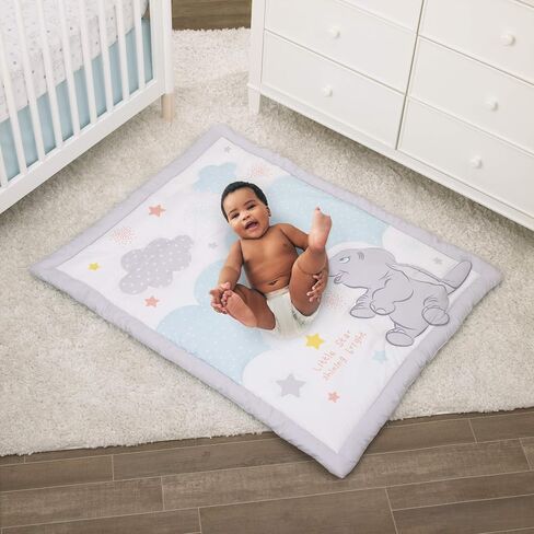 Disney Dumbo - Shine Bright Little Star Aqua, Grey, Yellow & Orange 3Piece Nursery Crib Bedding Set - Comforter, Fitted Crib Sheet, Dust Ruffle, Aqua, Grey, Yellow, Orange in Saudi Arabia