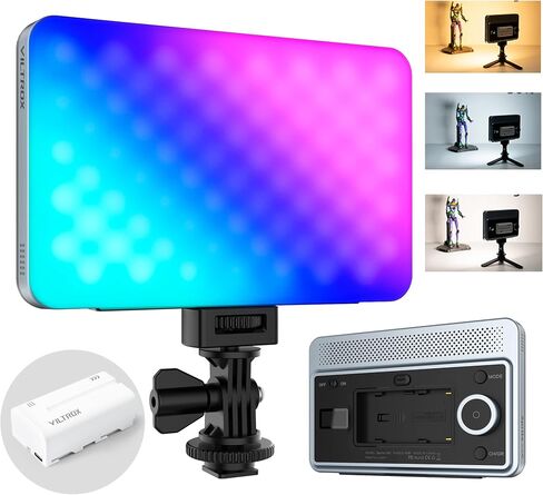 لوحة إضاءة فيديو LED، VILTROX Sprite15C RGB لوحة إضاءة تصوير فيديو محمولة على الكاميرا قابلة للتعتيم لكاميرا الفيديو DSLR مع بطارية وكابل من النوع C، سطوع عالي، لون RGB كامل 360 درجة و2800-6800K in Saudi Arabia