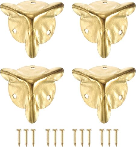 uxcell 16 Pcs Box Edge Guard, 19mm Decorative Box Corner Cover, Corner Protector, Vintage Stair Dust Corners with Screws, Yellow in Saudi Arabia