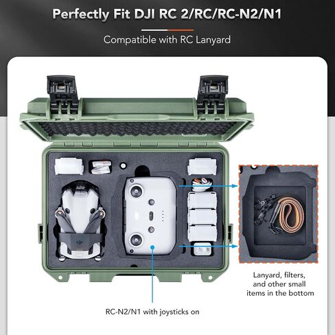 جراب Lykus Titan MM410 مقاوم للماء (أخضر) لهاتف DJI Mini 4 Pro/Mini 3/Pro وDJI RC 2/RC/RC-N2/N1، يدعم 7 بطاريات وحبل RC [الجراب فقط] in Kuwait