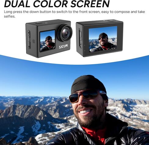 SJCAM Upgraded SJ4000 Action Camera Dual Screen 4K30FPS Ultra HD Underwater Camera Waterproof 170° Wide-Angle WiFi Helmet Camera with 2 Batteries and Accessories for Motorcycle Vlog in Saudi Arabia