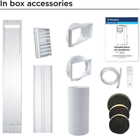 مكيف هواء وستنجهاوس 12000 وحدة حرارية بريطانية محمول للغرف التي تصل مساحتها إلى 400 قدم مربع، مكيف هواء محمول مع مزيل رطوبة منزلي، تطبيق ذكي، مروحة 3 سرعات، مؤقت قابل للبرمجة، جهاز تحكم عن بعد، مجموعة نوافذ، أبيض in Kuwait