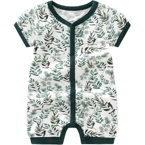 BINIDUCKLING Short Sleeve Baby Summer Romper with Viscose from Bamboo Buttery Soft Snap Up Jumpsuits Newborn-24 Months