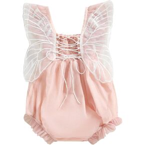 Imcute Baby Girl Butterfly Wings Fairy Romper Bodysuit Cute Mesh Summer Clothes Newborn Girls Birthday Photography Outfit