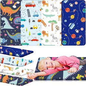 Mixweer 4 Pcs 19 x 45 x 2 Inches Daycare Crib Fitted Sheets for Toddler and Preschool Nap Mat Sheets for Boys Soft Breathable Nap Pad Cover Cot Sheet Fit with Sized Nap Mat Measuring 19 x 44 Inches
