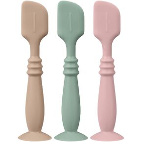 3 Packs Silicone Diaper Cream Applicator with Suction Base, Diaper Cream Spatula Applicator for Babies, Soft Silicone Diaper Cream Brush (Shifting Sand/Blush/Mauve)