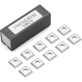10pcs Square Shape Tungsten Carbide Cutters Inserts Set, SainSmart Wood Lathe Turning Tool Replacement Cutter Accessories, 14x14x2mm, R150, 30° Cutting Bevel