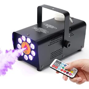 TCFUNDY 500W Fog Machine with 9 LED Lights, Vertical Smoke Machine 12 Color Lights Effect, Portable Fog Maker with Remote Control for Halloween Wedding