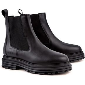 Brooklyn | 100% Made in Italy Chelsea Boots for WomenChelsea Boots for Women, Black Italian Leather - Chunky, Non Slip Platform Sole and Lug Heel - Ankle Booties for Ladies - Ideal for Fall and Winter