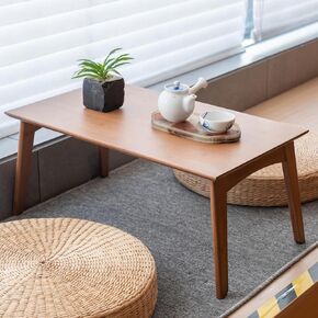 JIKUGO Foldable Bamboo Small Table - Bamboo Foldable Floor Desk, Folding Coffee Table No Assembly Required, for The Floating Window, Tatami, Tea Room, Balcony, Living Room, Outdoor