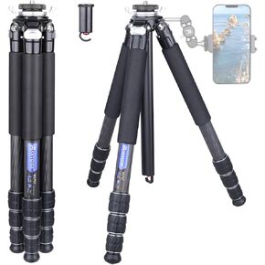 Compact Design Lightweight Carbon Fiber Tripod Special-Shaped Center Column Portable Solid Carbon Travel Camera Stand for DSLR Digital Camcorder Max Load 44lbs/20kg