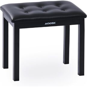 AODSK Piano Bench with Padded Cushion and Storage Compartment for Music Books,Solid Wood Keyboard Bench Duet Piano Bench,Black Piano Stool,29.13''x12.99''x18.11Inches