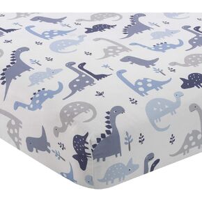 Bedtime Originals Roar Dinosaur Fitted Crib Sheet, Blue/White