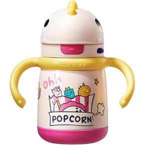 bc babycare Toby's Dinosaur Insulated Water Bottle Leak-Proof Vacuum, Toddler Water Bottle, Sippy Cups, Insulated Stainless Steel Water Bottle for Kids, 13-Hour Cold/warm Retention, Easy Sipping Valve