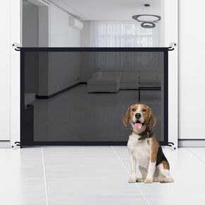 Lesypet Dog Gate Indoor Dog Gate for Stairs Dog Gate for Doorways Pet Gate for Dogs Dog Gates for The House Mesh Dog Gate with Hooks and Screws, 43'' X 28''