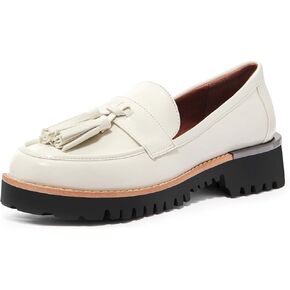 MUCCCUTE Loafers for Women Platform Chunky Loafer Comfortable Slip On Lug Sole Patent Leather Tassel Casual Work Shoes
