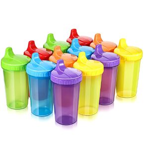 Mifoci 24 Pcs 10 oz Sippy Cups for Toddlers 1-3 No Spill Spout Cups with Lids Toddler Reusable Baby Feeding Supplies, Dishwasher, Microwave Safe