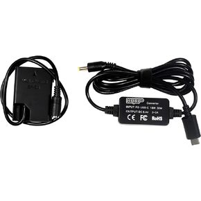 HQRP USB-C DC Converter Compatible with Nikon D3100 D3200 D3300 D3400 D3500 D5100 D5200 D5300 D5500 Coolpix P7000 P7100 P7700 Digital Camera, EP-5A, EN-EL14 AC Adapter Power Cord