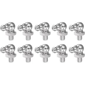 uxcell 304 Stainless Steel 90 Degree Grease Fitting M8 x 1mm Thread Hydraulic Grease Fitting Accessories, 10Pcs