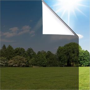 Coavas Window Privacy Film Heat Blocking Reflective Window Tint for Home, One Way Daytime Privacy Window Static Cling See Out Not in Anti UV Mirror Window Film, Silver, 17.5x78.7 Inch