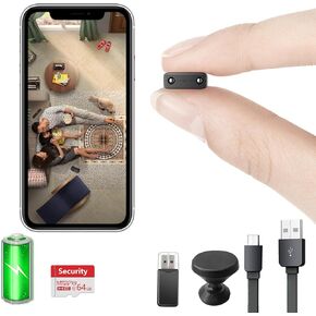 【Free 64G】 Smallest Wireless WiFi Battery Camera,HD1080P Security Camera,Portable Camera with Video Recording Live Feed Night Vision,Motion Detection,Cloud Storage for Security with iOS Android APP