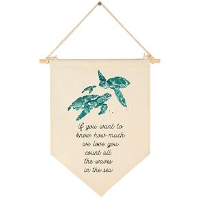FYSIA We Love You-Ocean Turtle Theme Nursery Decor- Canvas Hanging Pennant Flag Banner Wall Sign Decor Gift for Nursery Baby Kids Girl Boy Teen Bedroom Playroom Front Door- Birthday Christmas Gift