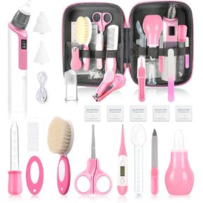 Baby Grooming Kit, Infant Safety Care Set with Baby Electric Nose Aspirator，Baby Hair Brush Comb Nail Clipper Nasal Aspirator,Baby Essentials Kit for Newborn Girls Boys (21 Pc Green Kit)