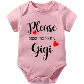 Please Pass Me To My Gigi Newborn Outfit Short Sleeve Girls Bodysuit White Newborn Baby Boy Clothes 0-3 Months