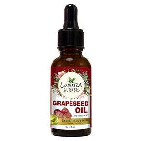 Organic Grapeseed Oil | Hair, Body & Face Moisturizer | Helps Reduce Wrinkles, Stretch Marks | Hydrates Dry Skin & Enhances Hair Growth | Cold-Pressed | 1.01 Fl Oz (30ml)