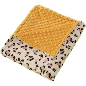 Leopard Print Minky Baby Blanket Soft Baby Bed Throw Blanket with Dotted Backing Toddler Nursery Stroller Crib Receiving Blanket Newborn 30x40 Inches