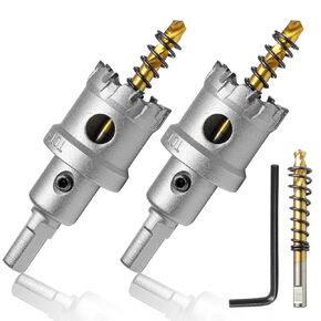Murtenze 3PCS TCT Hole Saw Set for 1-1/4 Inch Heavy Duty Tungsten Carbide Tipped Hole Cutters with Titanium-Plated Pilot Drill bit for Metal for Metal, Stainless Steel, Iron, Wood, Plastic