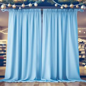 LONGYONG Backdrop Curtains for Parties Photoshot Decorations, Water Resistant Backdrop Drapes for Wedding Birthday Party Photography Background 5ft×10ft, 2 Panels, Baby Blue