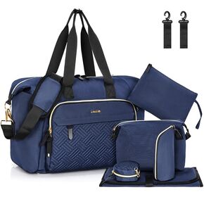 7pcs Diaper Bag Tote, Large Mommy Bag Travel Diaper bags, Baby Diaper Tote Bag for Mom Hospital Bags Baby Bag, Dark Blue