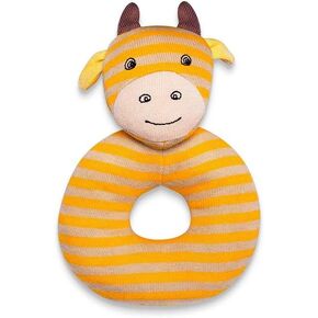 Organic Farm Buddies Apple Park George Giraffe Teething Rattle, Baby Toy for Infants - Hypoallergenic, 100% Organic Cotton