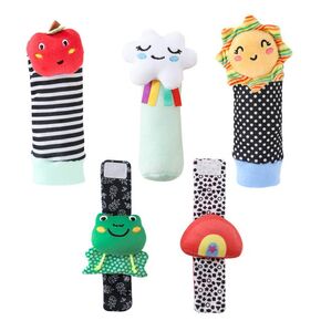 The Peanutshell Sock Rattles Set of 5 - Girl Boy Baby Rattle Socks, Soft Toys 0-6-12 Month, Montessori Infant Toys, High Contrast Baby Toys for Newborn, New Born Toys 0-3 0-6 Months Old Babies Gift