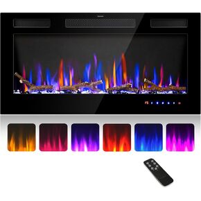 FLAME&SHADE Wall Mounted Electric Fireplace, 22-Inch Wide Flat Screen, Freestanding or Hanging Portable Room Heater with Remote
