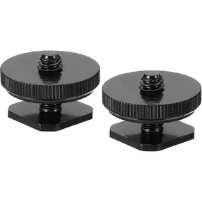 PATIKIL 1/4"-20 Camera Hot Shoe Mount, 2 Pack Flash Cold Shoe Mount Tripod Screw Adapter for DSLR Rig, Black