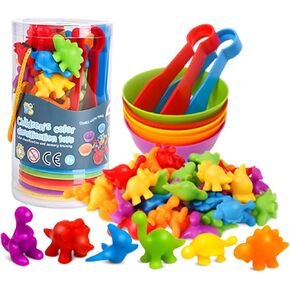 Counting Toys Matching Game for Kids with Sorting Bowls Preschool Learning Educational Activities Toys Color Classification and Sensory Game Set Toddler Montessori Toys for 3 4 5 Years Old-Animals