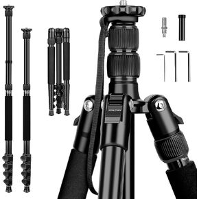 JOILCAN Tripod for Camera, 74" Camera Tripods & Monopods, Professional Aluminum Tripod for Camera Lasers Spotting Scope Binoculars, Compatible with 1/4"-20 and 3/8"-16 Video Head, Payload 35lb