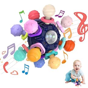 Baby Sensory Teething Teether Toys,Baby Sensory Montessori Toy,Teething Toys for Babies 0-6 Months | Baby Teething Ball Toys 6~12 Months Rattle Sensory Infant Toys for 0 3 6 9 12 18 Months Baby