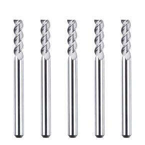 SpeTool 1/8 End Mills for Aluminum 3 Flutes CNC Spiral Router Bits for Aluminum Cut Non-Ferrous Metal Upcut 1.5 inches Long 5 Pieces