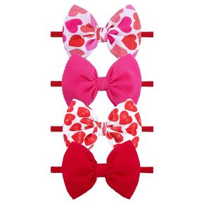 YanJie Valentines Baby Headband Bows Infant Headband Newborn Girls Valentines Day Hairband Hair Accessories Bows Love Headband Pink Hairbands Bows Toddlers Kids Pink Heart