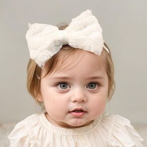 Baby Girls Tulle Bow Elastic Headband Newborn Gauze Bow-knot Stretchy Hair Band with Crystal Birthday Party Hair Bow Ribbon Accessories for Toddler Infant (Bow 2 - Pink, elastic)