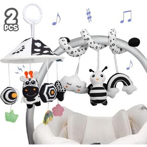 لعبة الحياة 2 حزمة من ألعاب الأطفال المعلقة 0-6 أشهر، ألعاب مقعد السيارة الحلزونية للأطفال من عمر 0-6 أشهر، ألعاب سرير الأطفال المعلقة لحديثي الولادة باللونين الأبيض والأسود، لعبة نشاط عربة الأطفال المعلقة للأطفال، ألعاب مقعد السيارة للرضع in Kuwait