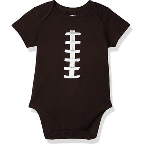 The Children's Place Baby Single Short Sleeve 100% Cotton Bodysuits, Football, 3-6 Months