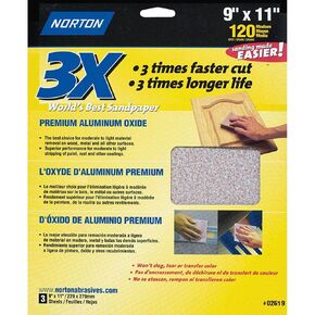 ورق صنفرة Norton 02619 ProSand مقاس 9 × 11 بوصة، عبوة سهلة الاستخدام مكونة من 120 حبيبة رملية