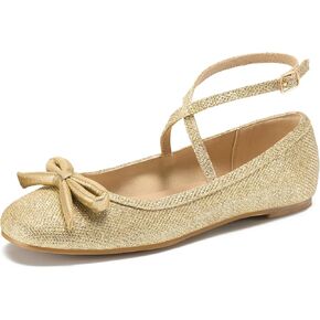 HEEZ Women's Ballet Flats, Stylish Slip On Dress Shoes with Adjustable Ankle Strap, Round Toe Ballet Flat Shoes, Anti-Slip TPR Outsole, Rebounded Latex Foam Insole, Anti-Friction Heel