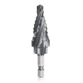 Aleric 1/4"-3/4" Four Spiral Flute Cobalt Step Drill Bit, M35 Wear-Resistant TiAlN Coated Step Bit,1/4" Hex Shank Unibit Step Drill Bit for Metal Stainless Steel Aluminum Wood Plastic,9 Size Step Bits