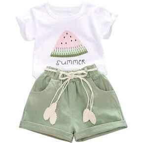 CM C&M WODRO Baby Toddler Girls Clothes Watermelon T-Shirt Tops Linen Shorts Outfits Cute Summer Shorts Sets