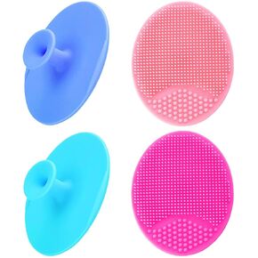 Baby Silicone Cradle Cap Brush, Baby Bath Shape Silicone Baby Cradle Cap Exfoliate and Massage Shampoo Scalp Scrubber for Hair Care and Body Care 4 Pack (Blue&Green&Pink&Red)